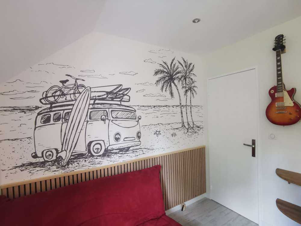 Spiaggia disegnata in bianco e nero