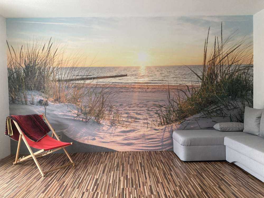 Spiaggia di dune con tramonto