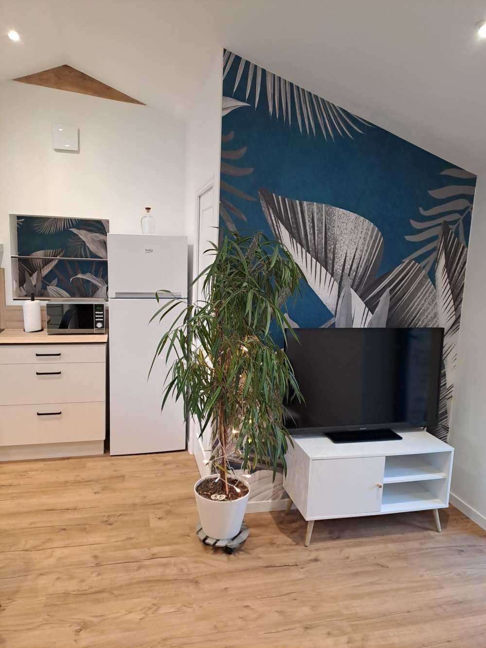 Foglie tropicali su sfondo blu