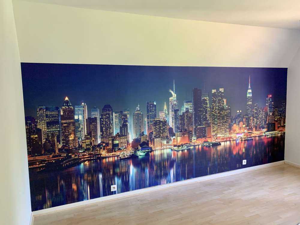 Sfondo fotografico dello skyline di New York di notte