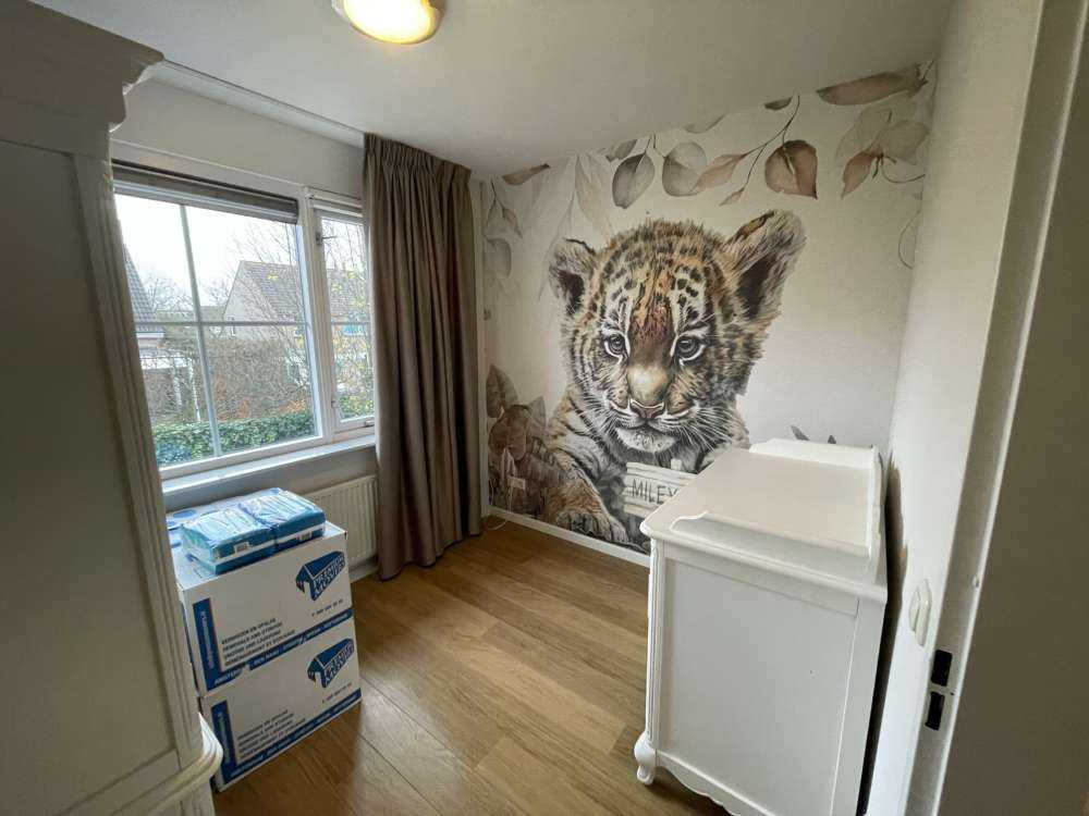 Tigre carina con piante color tortora