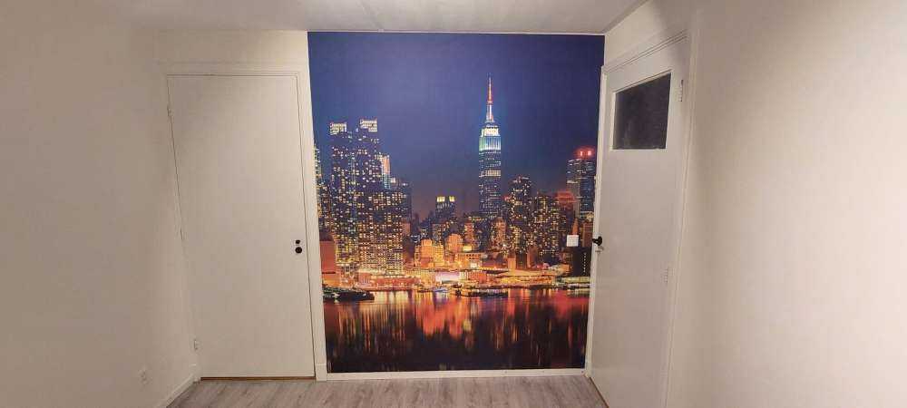 Sfondo fotografico dello skyline di New York di notte