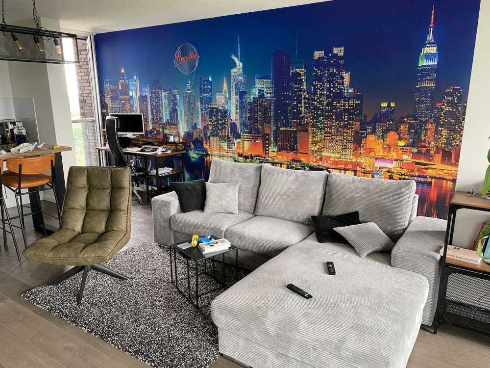 Sfondo fotografico dello skyline di New York di notte