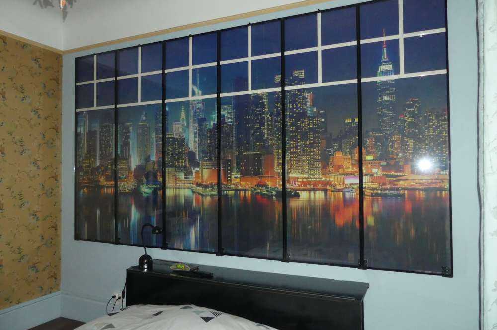 Sfondo fotografico dello skyline di New York di notte