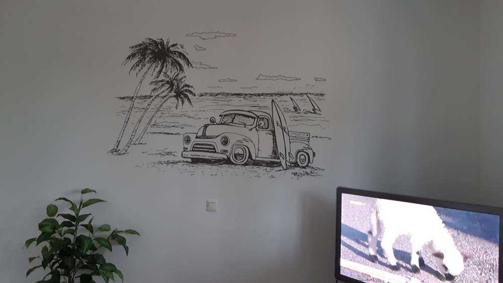 Spiaggia disegnata in bianco e nero