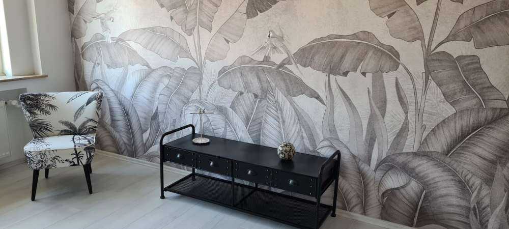 Foglie tropicali su cemento