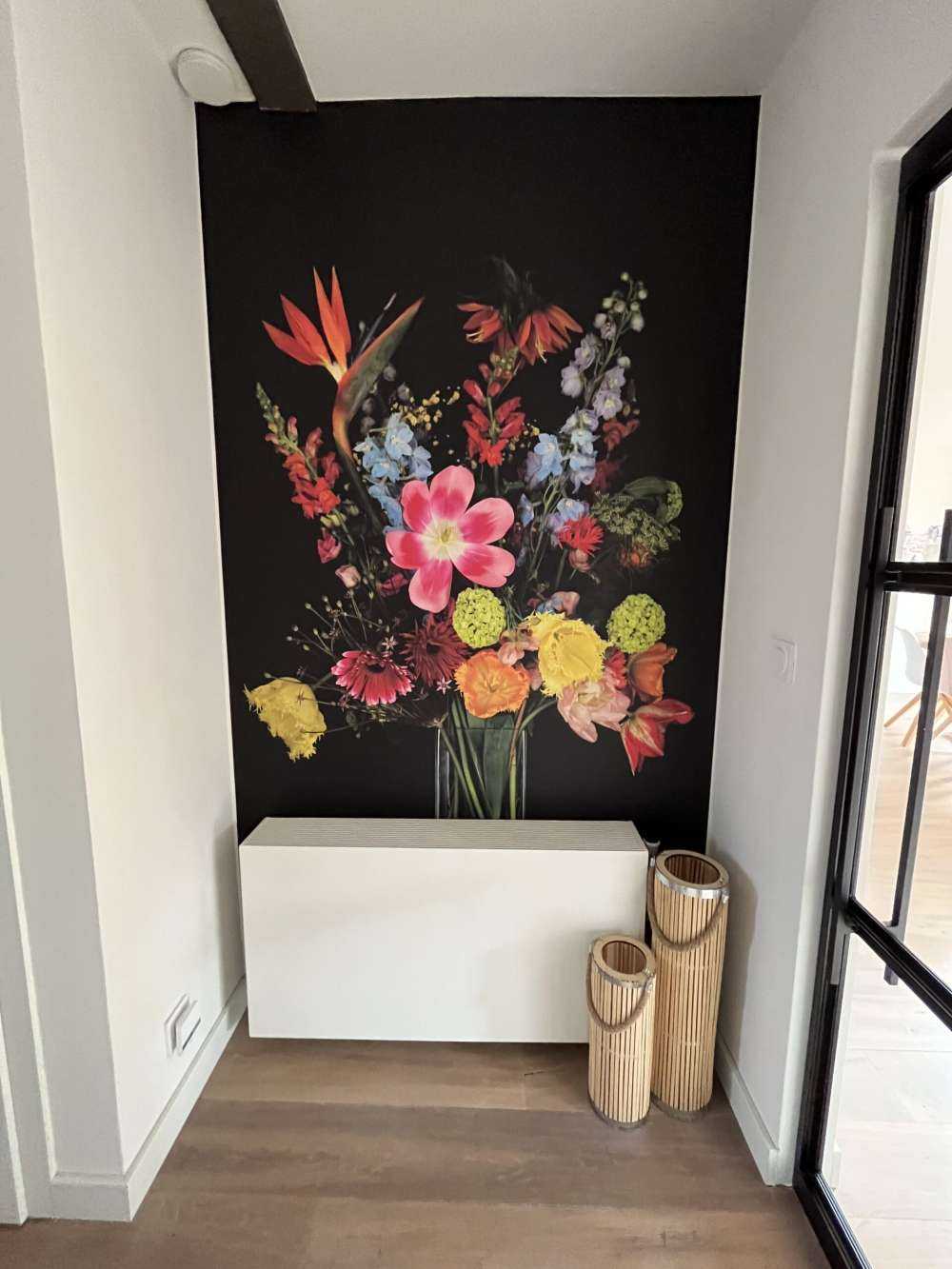 Bouquet di fiori in vaso di vetro