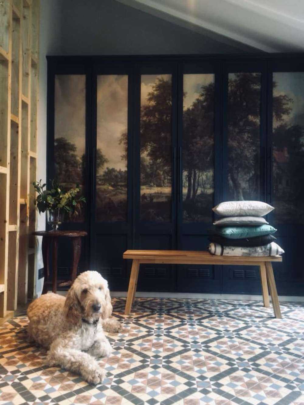 Paesaggio forestale con casali