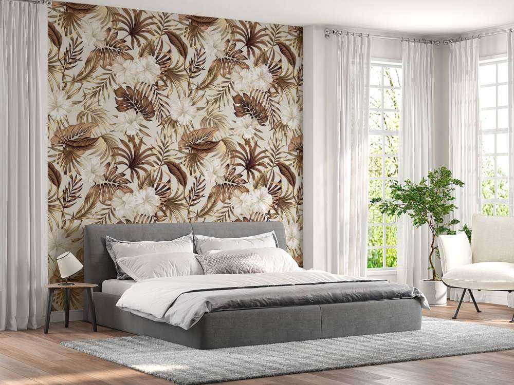 Fiori tropicali, beige