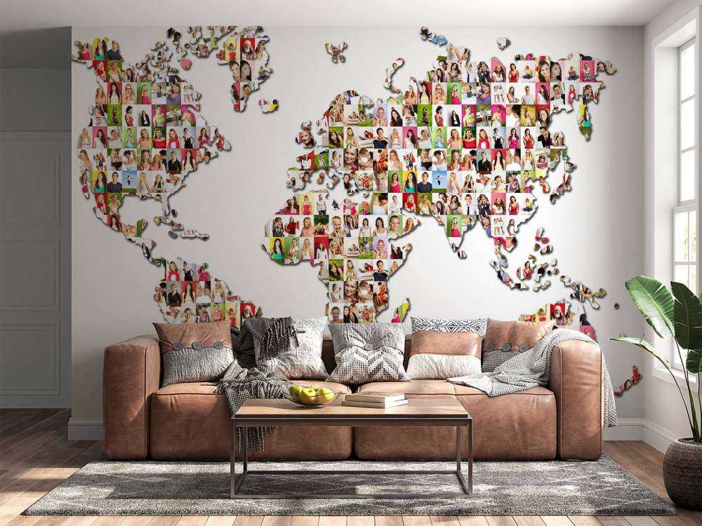 Mappa del mondo formata da foto