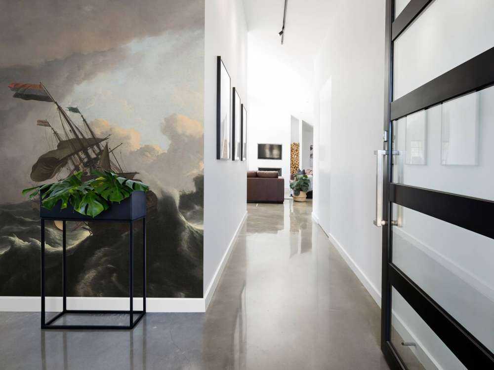 Navi da guerra durante una tempesta