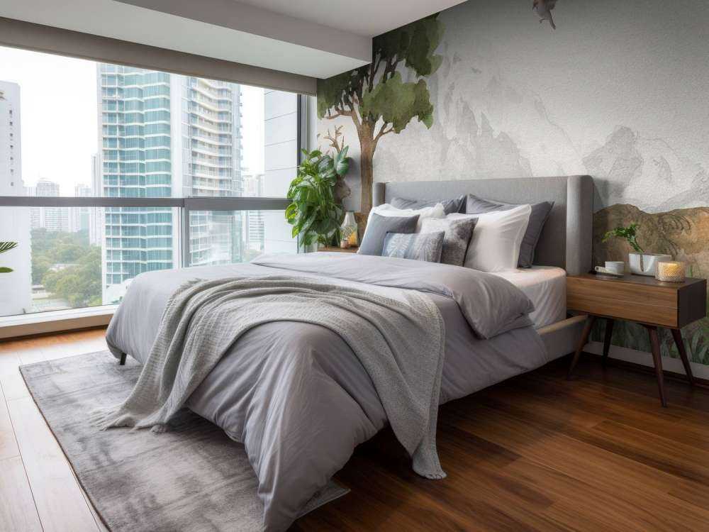 Animali della foresta vicino a una montagna