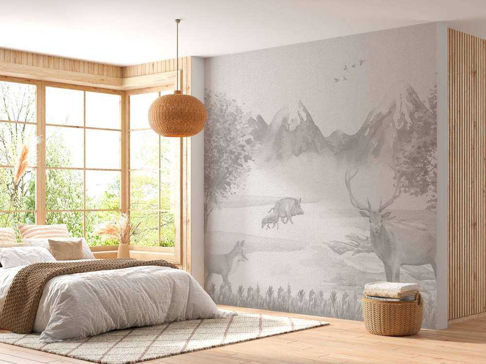 Animali della foresta in tonalità di grigio