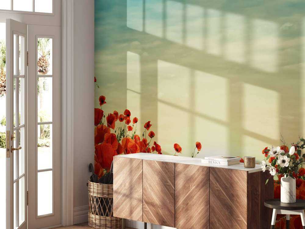 Papaveri con tramonto