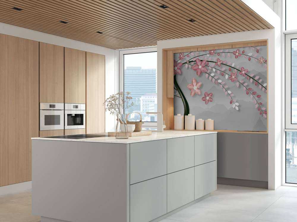 Árbol 3D con flores rosas