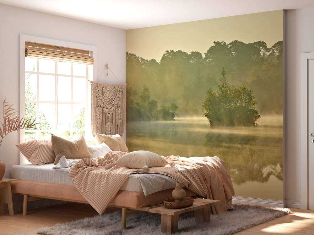 Nebulosa sopra un lago forestale