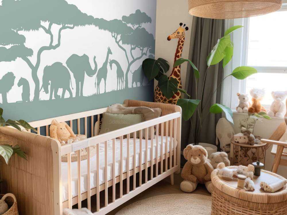 Silhouette animali da safari, verde chiaro