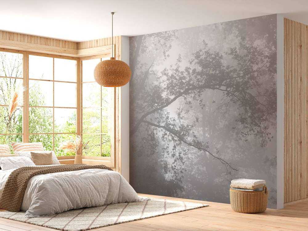 Una bella foresta nella nebbia