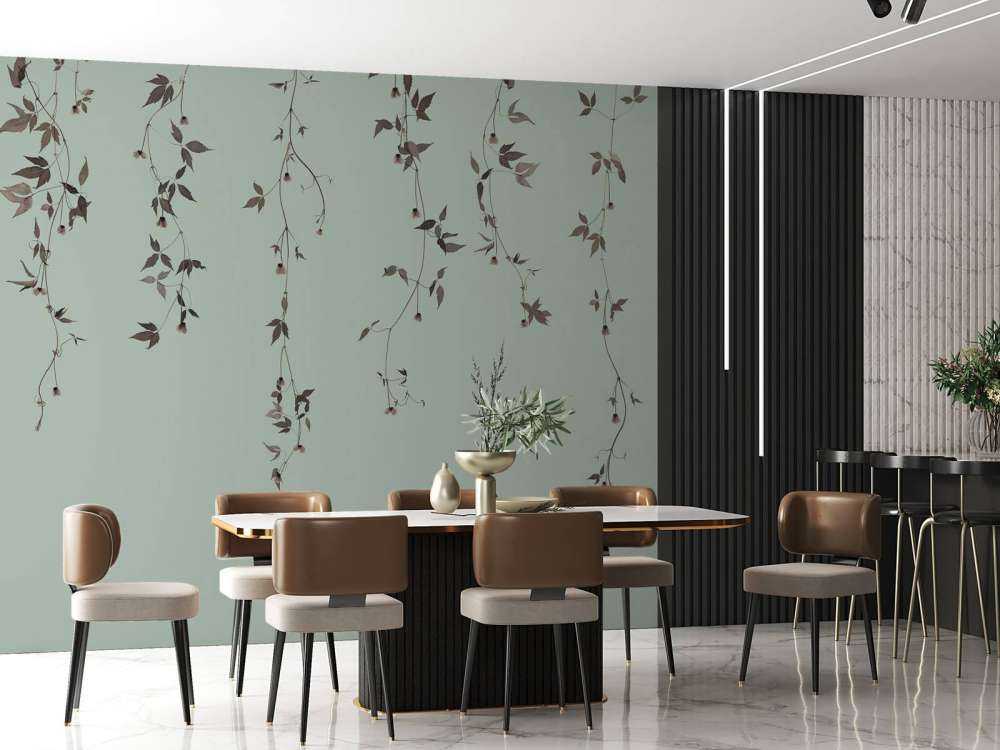 Rametti di clematide su grigio verde