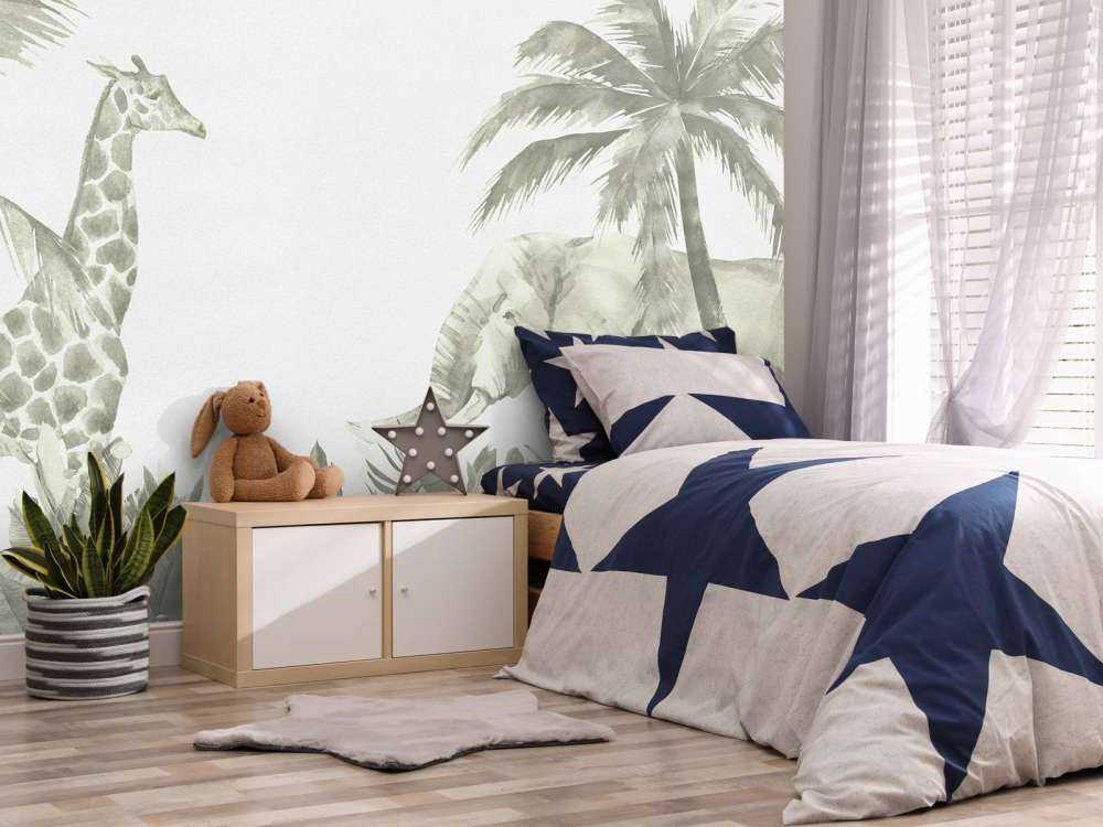 Vari animali della giungla in verde