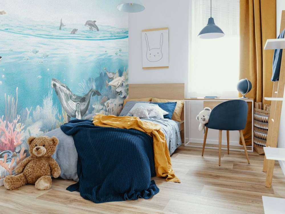 Paesaggio Oceanico con Animali a Colori