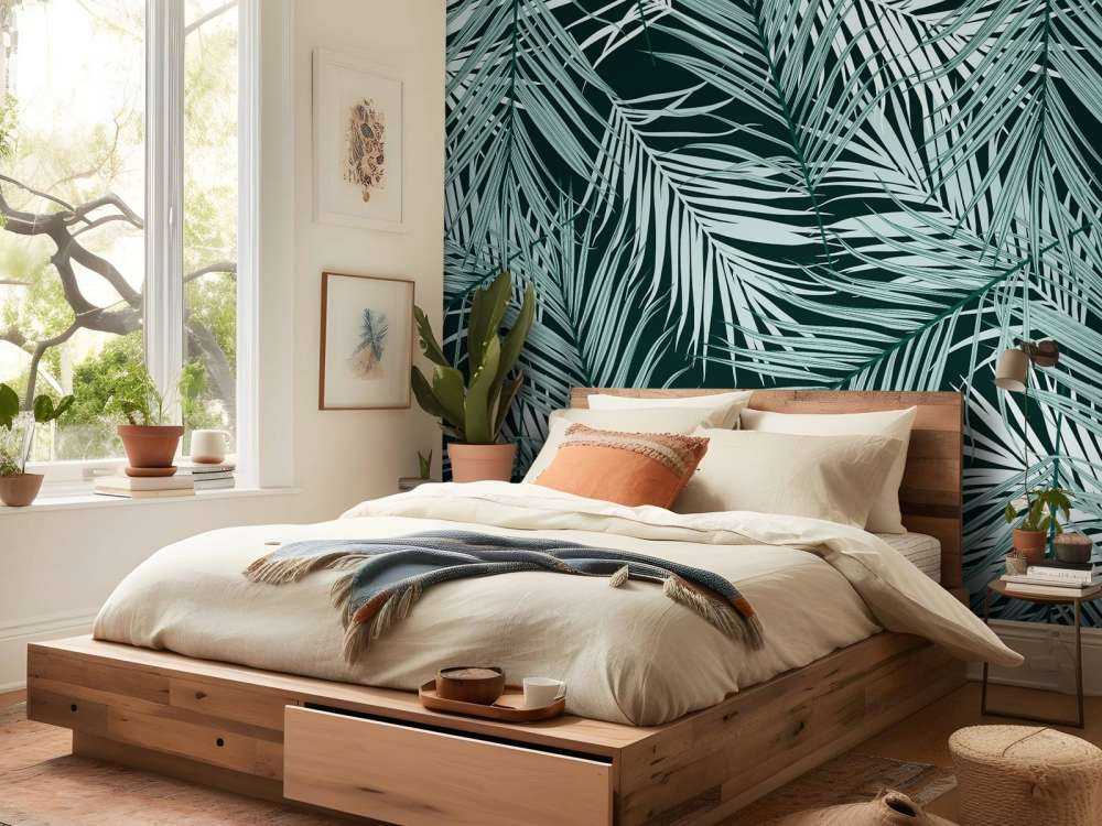 Foglie tropicali sfondo nero