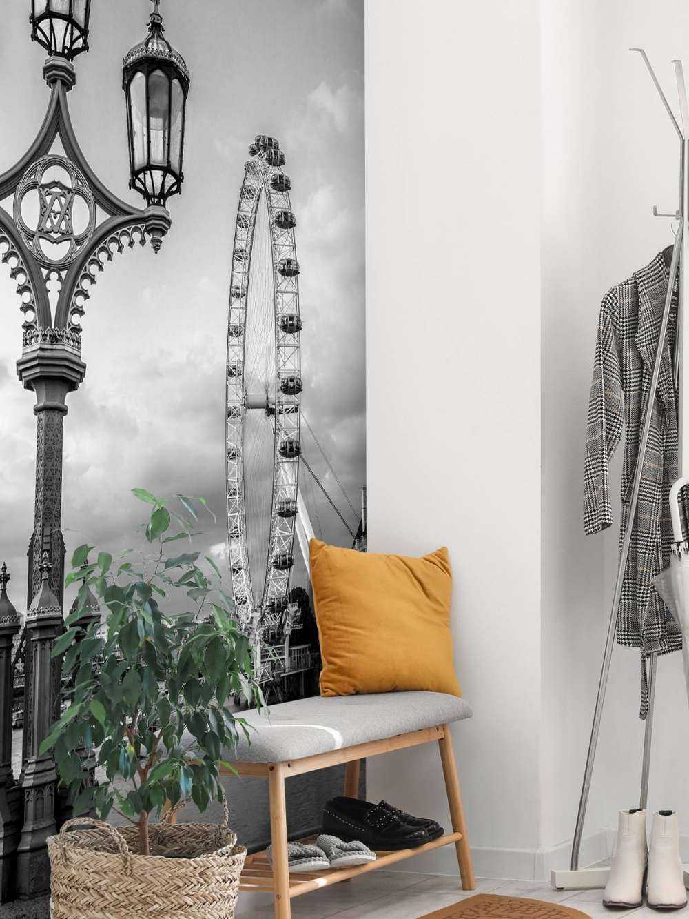 Street lamp with London Eye, London, UK