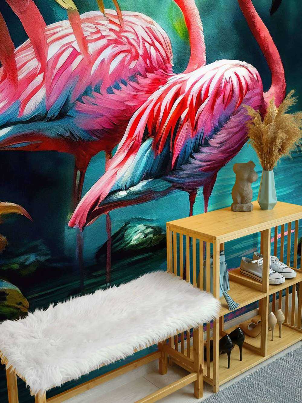 Duo di Fenicotteri Rosa Velluto