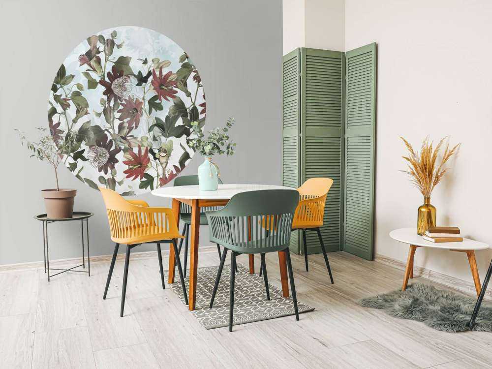 Sette Uccelli in Foliaggio Incantato - Blu Chiaro