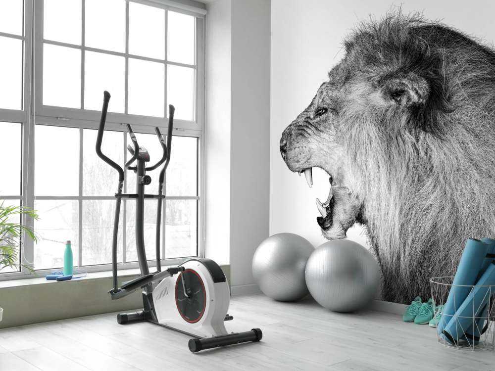 Leone ruggente bianco