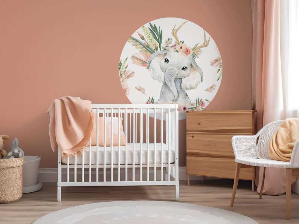 Baby elefante fiori rosa