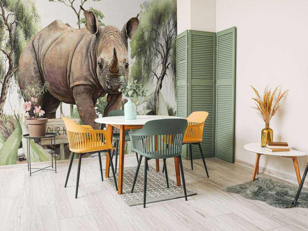 Baby rinoceronte nella savana