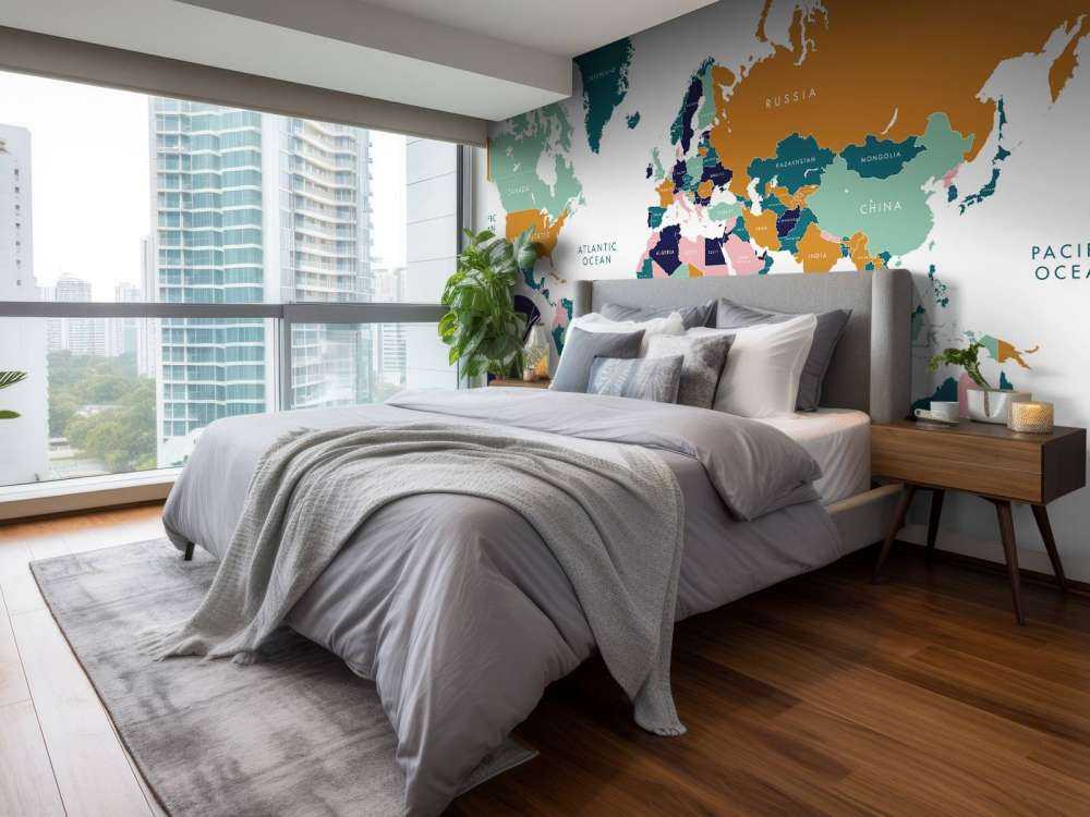 Mappa del mondo con animali dell'oceano