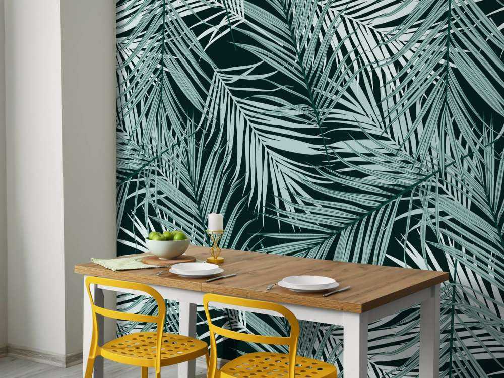 Foglie tropicali sfondo nero