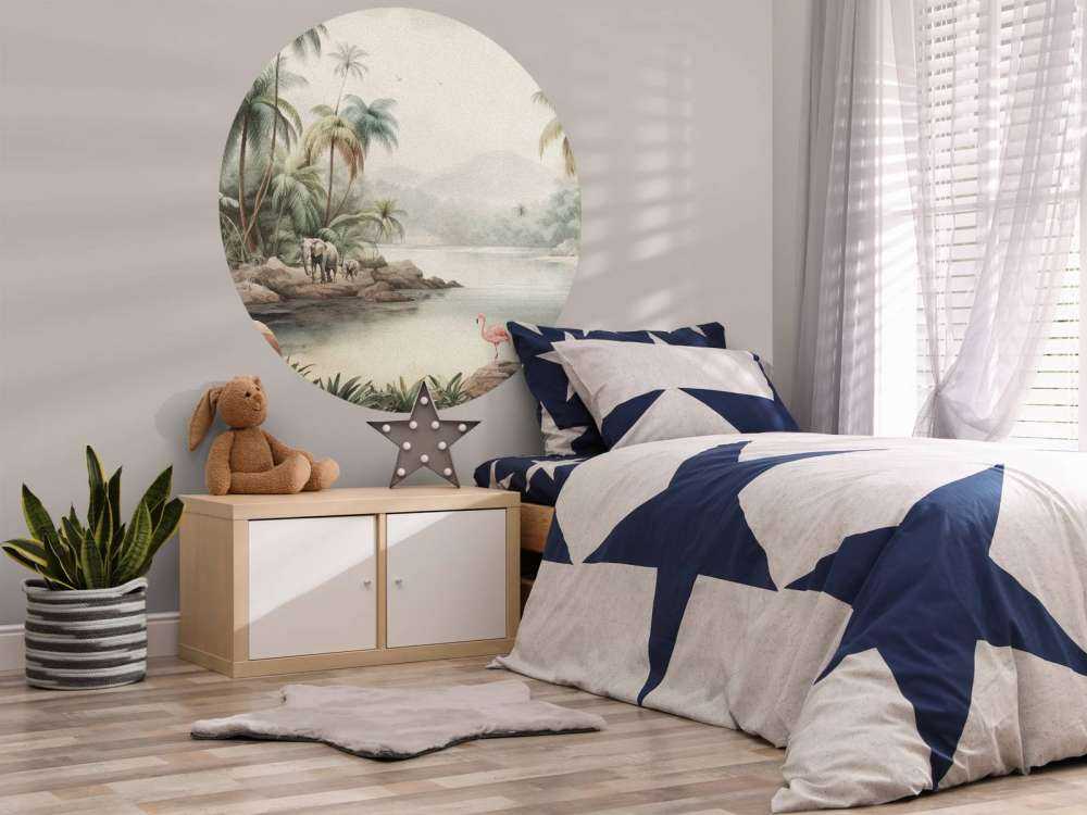 Paesaggio della giungla con animali a colori