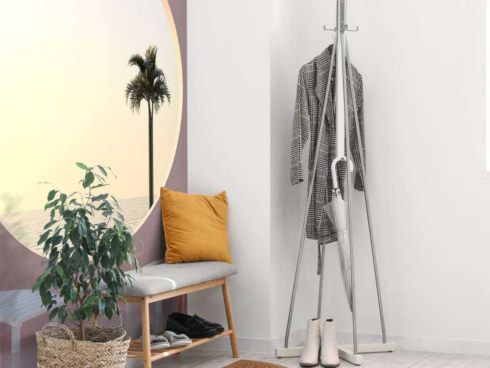 Parete rosa con cerchio