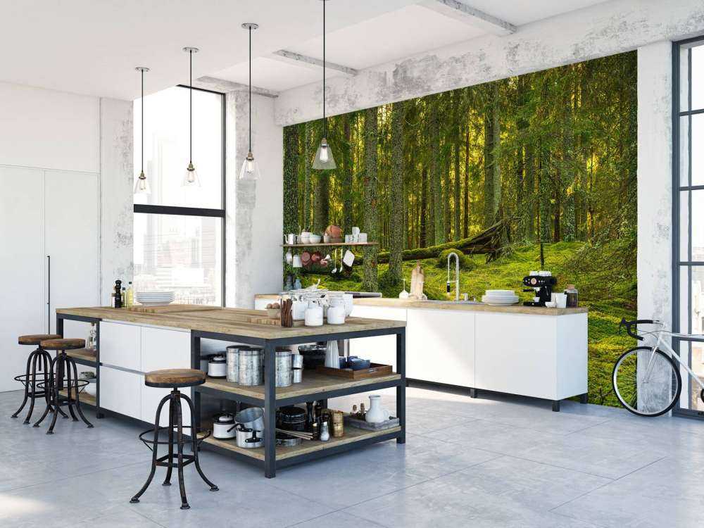 Foresta di pini verdi