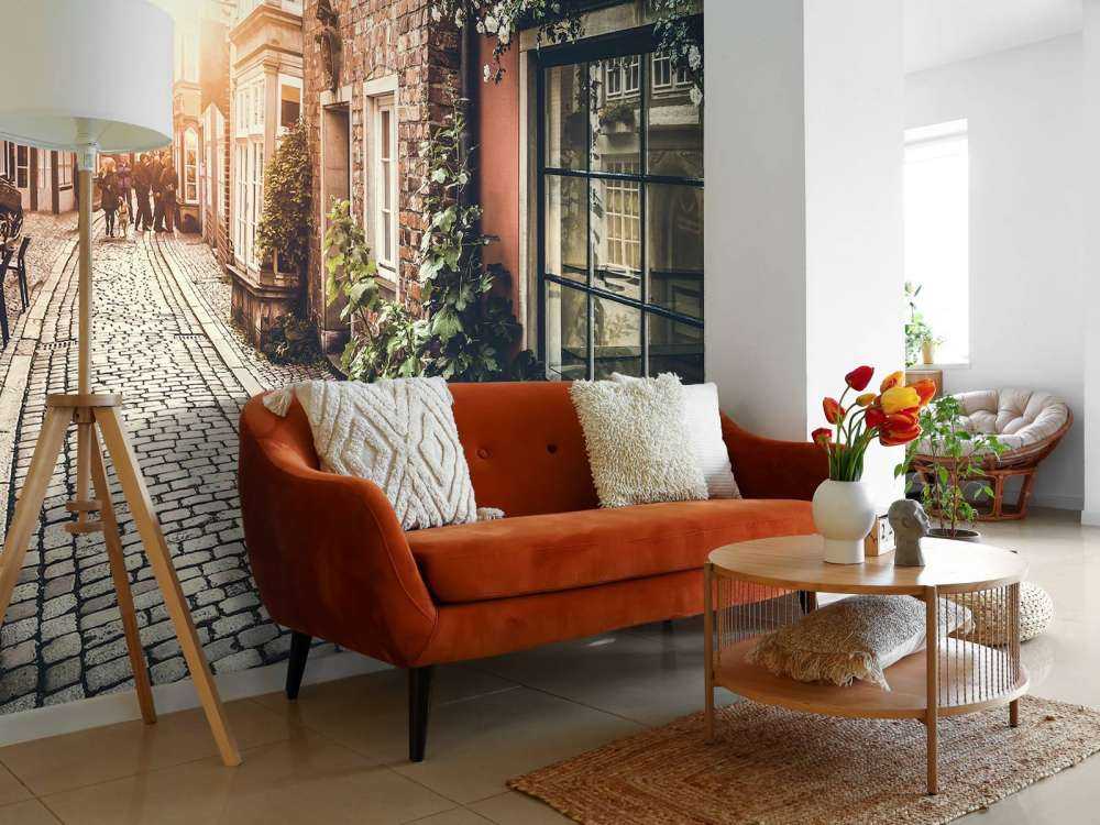 Tramonto in una strada vecchia