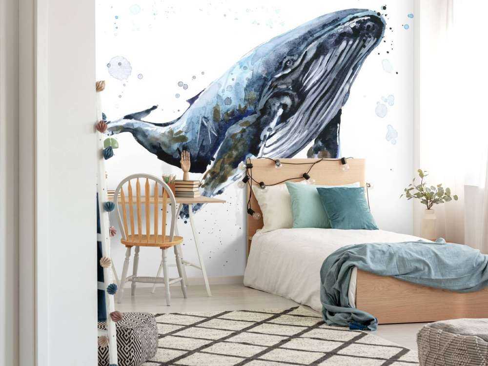 Balena gobba in acquerello