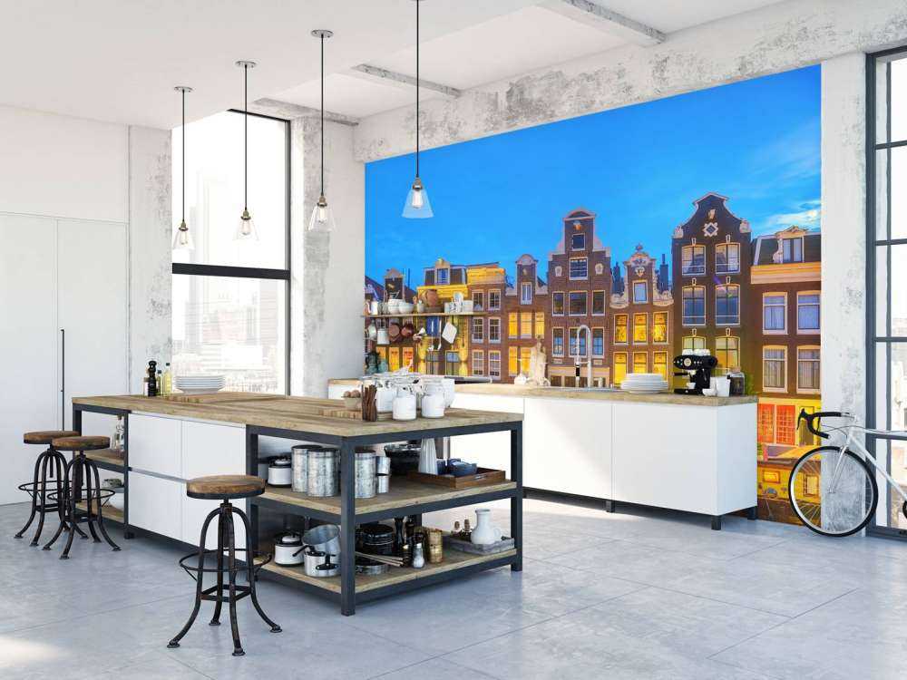 Case di Amsterdam di notte