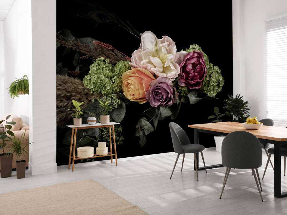 Bouquet di fiori di piume di pavone