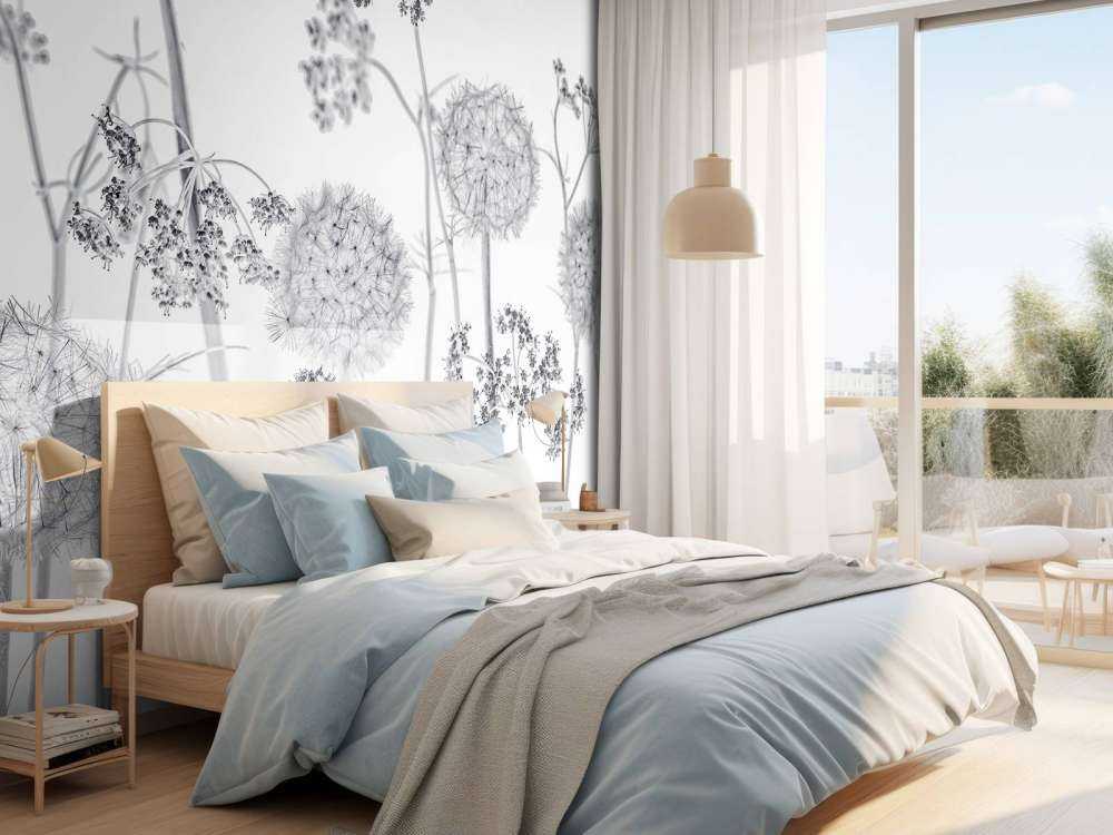 Fiori di prato in bianco e nero