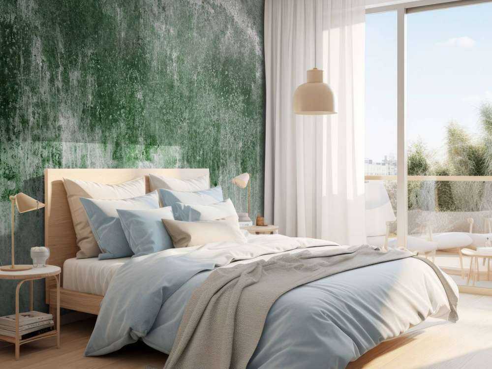 Vecchia parete verde alle intemperie