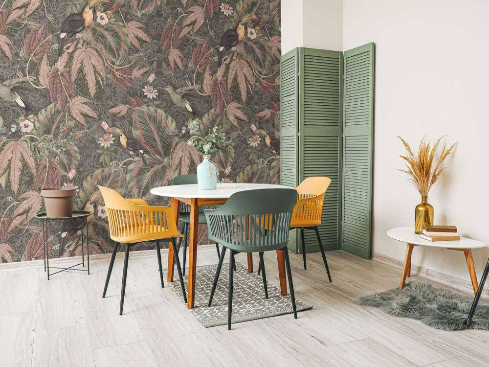 Uccelli e tucani della giungla tropicale - verde vintage