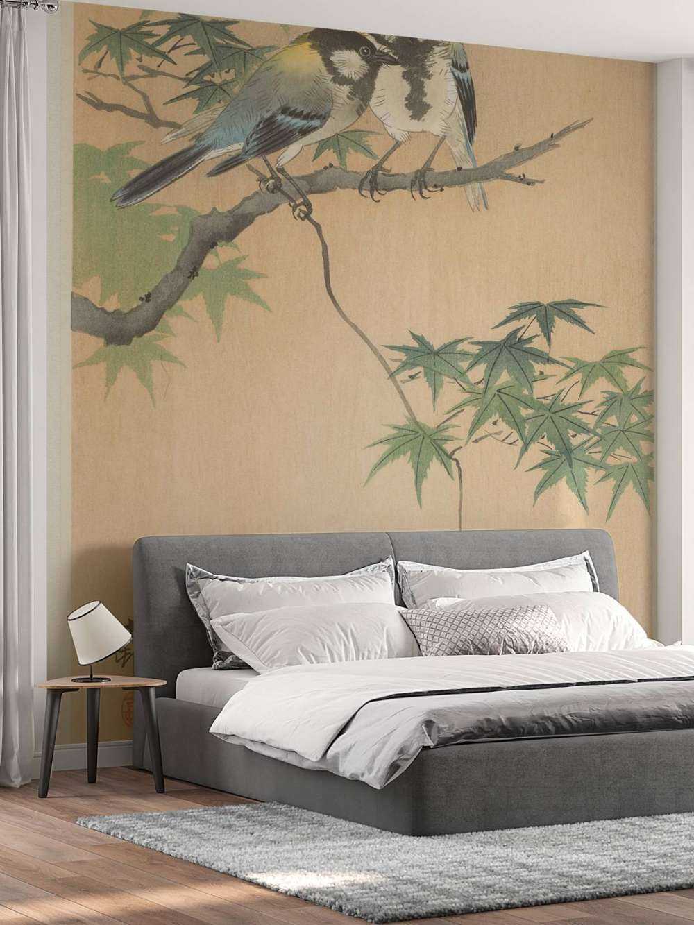 Cinciallegre su ramo di acero