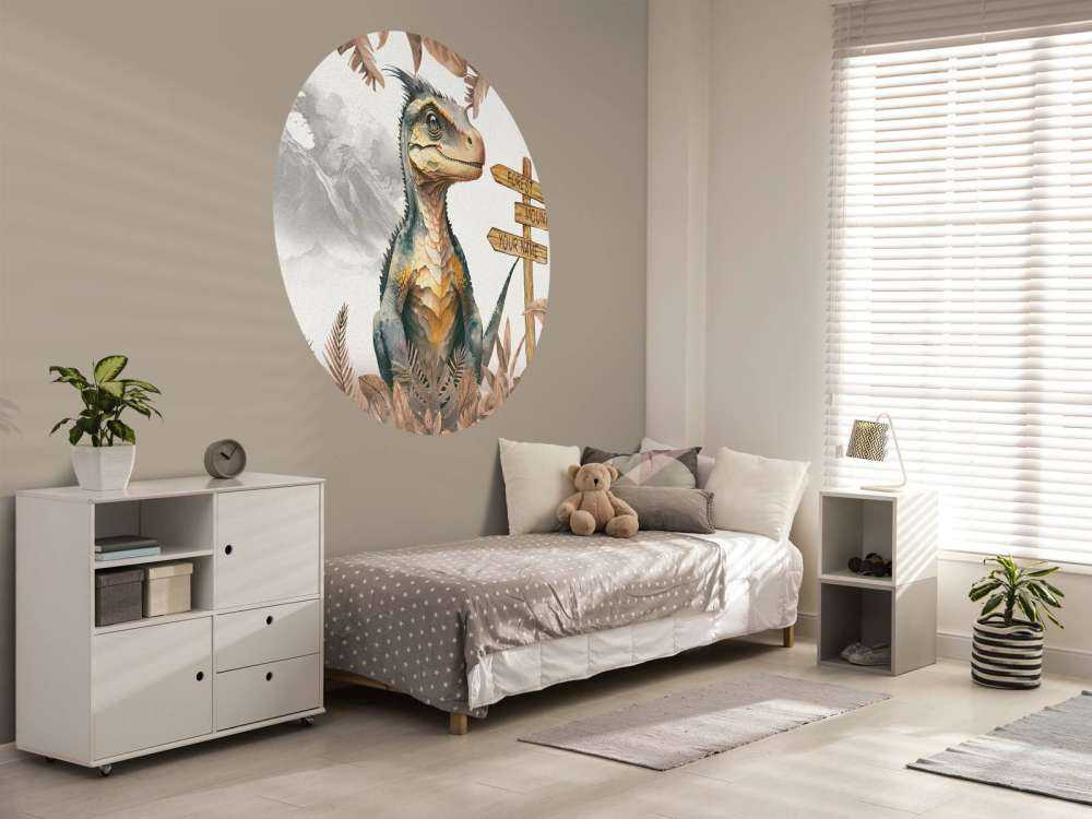 Baby velociraptor nella giungla taupe