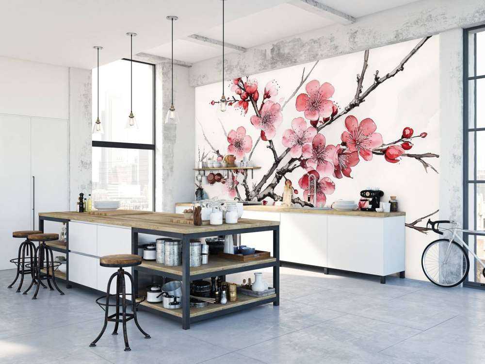 Rami di Fiori di Ciliegio a Inchiostro #6