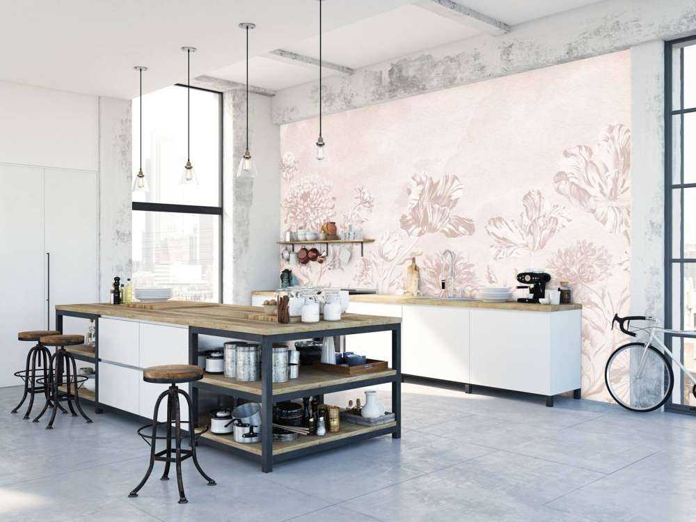 Paesaggio floreale barocco - rosa cipria