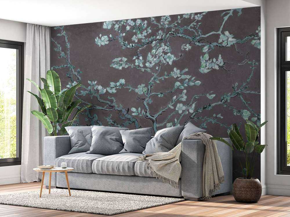 Fiori di mandorlo con sfumature blu