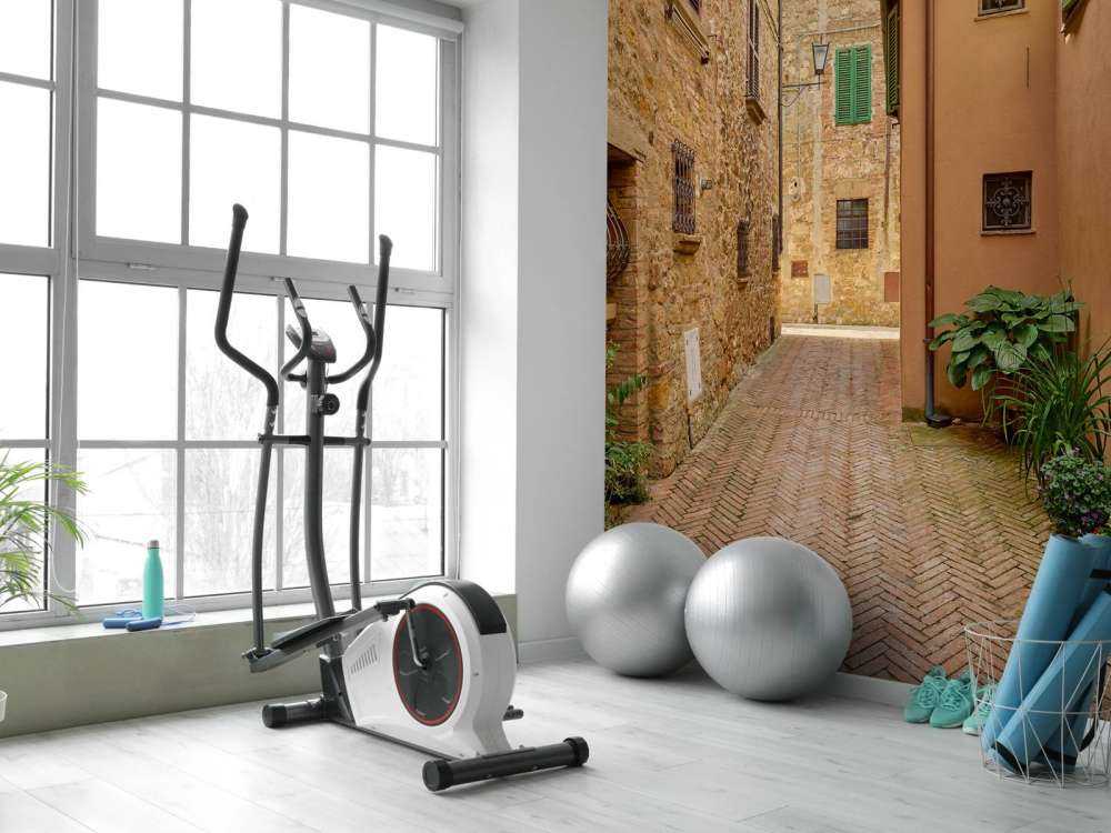 Strada con piante e fiori